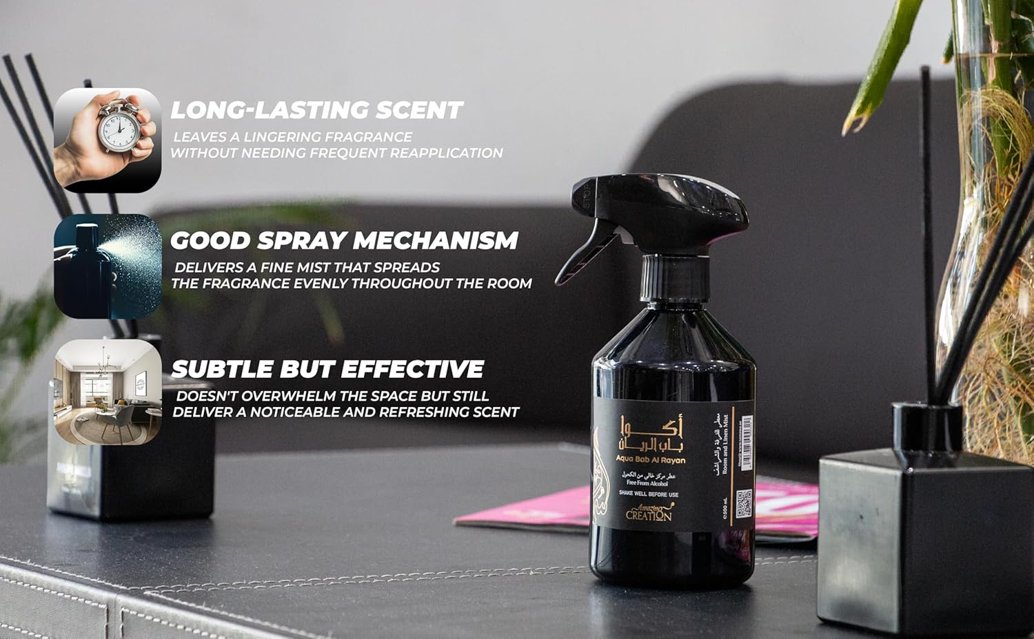 Amazing Creation Aqua Bab Al Rayan Room And Linen Mist, Room Freshener 500ml - Alcohol Free - Image 7