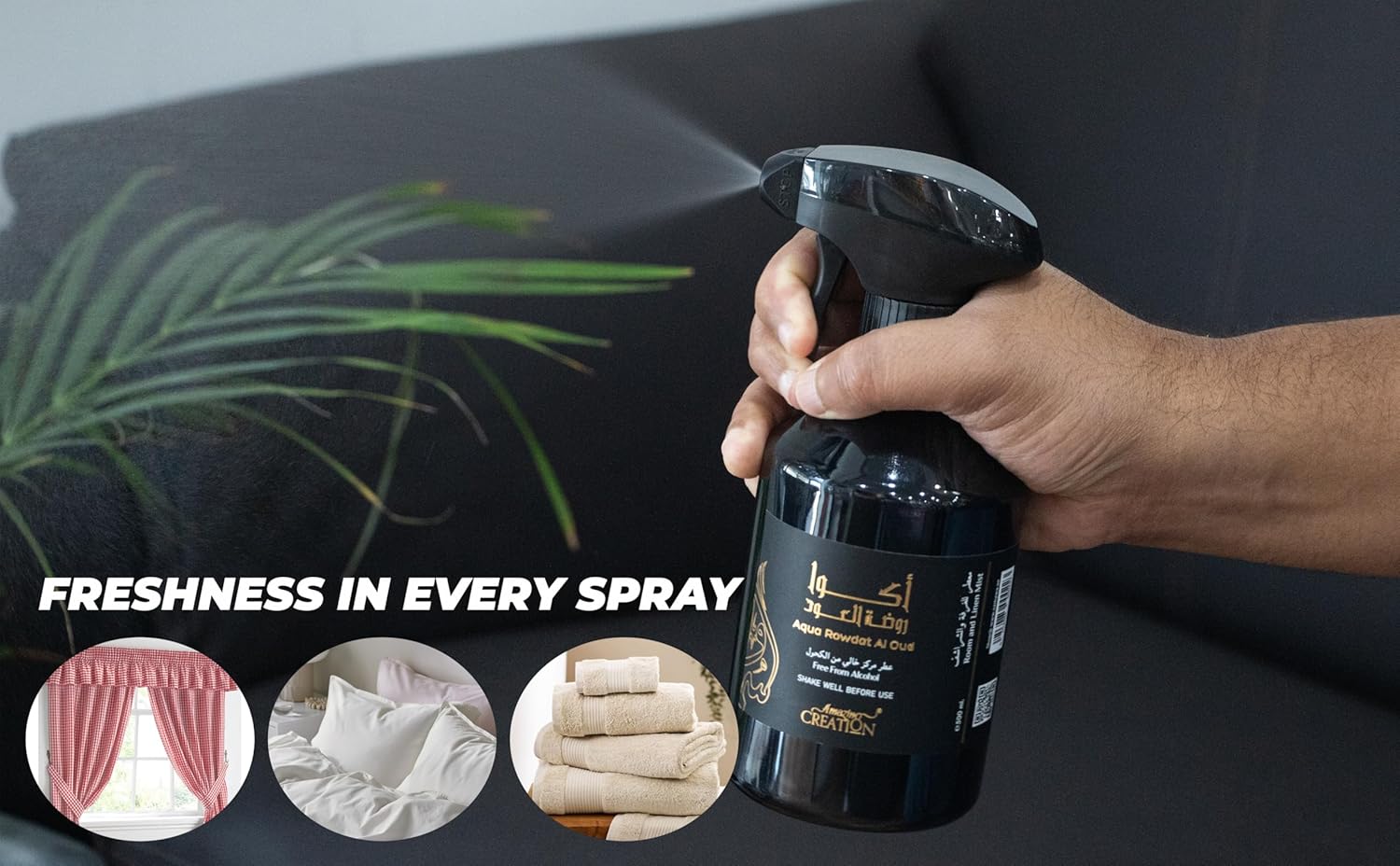 Amazing Creation Aqua Rowdat Al Oud Room And Linen Mist, Room Freshener 500ml - Alcohol Free - Image 5